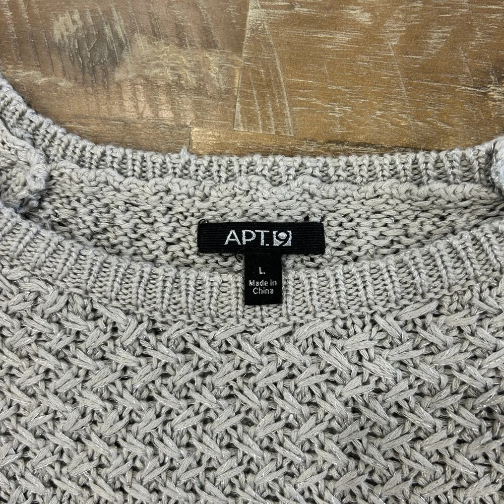 APT. 9 Gray Shimmer Knit Sweater Large - Picture 6 of 7